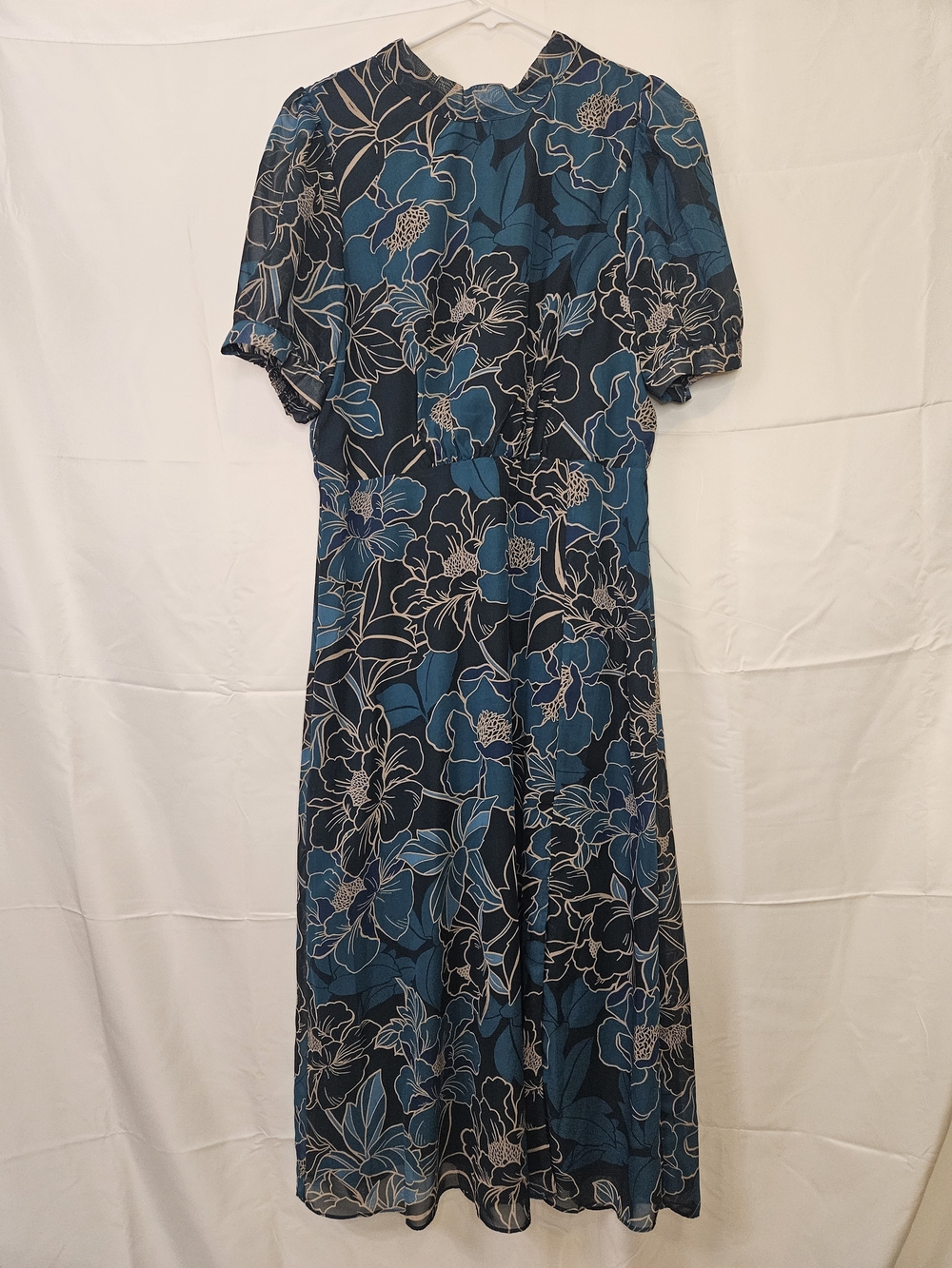 julia jordan Teal & Navy Floral Lace-Outline Maxi Dress Business Casual Office
